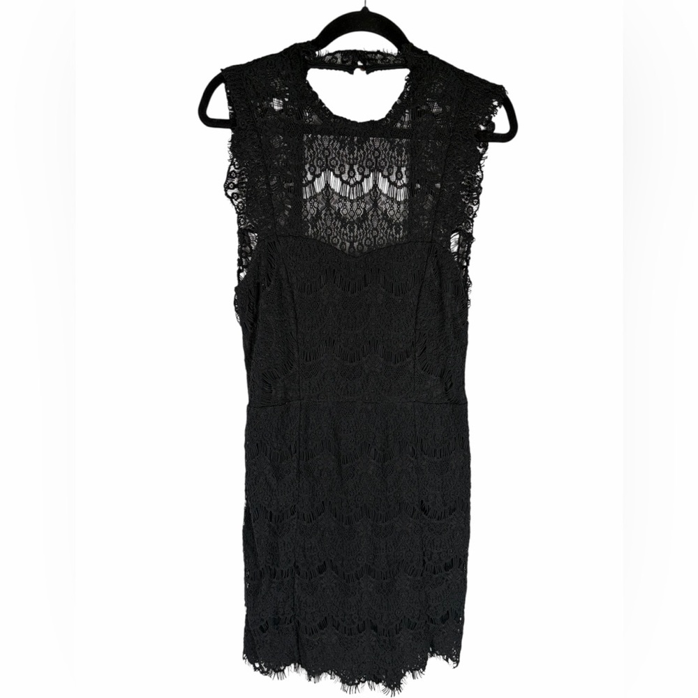 Free‎ People Intimately Black Lace Open Back Mini Dress Size L